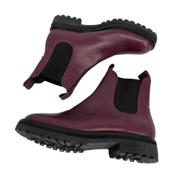 Everlane The Lug Sole Chealsea Boot Burgundy Leather‎ Size 10 - Picture 5 of 13